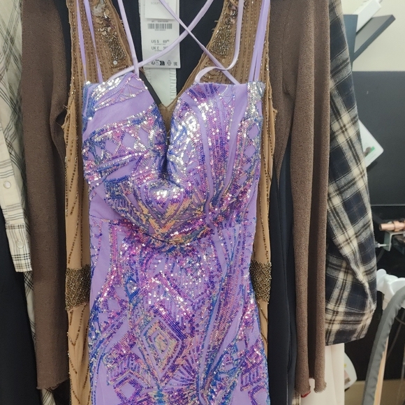 Francesca's Collections Dresses & Skirts - Lavender Sequin Strappy Evening Dress